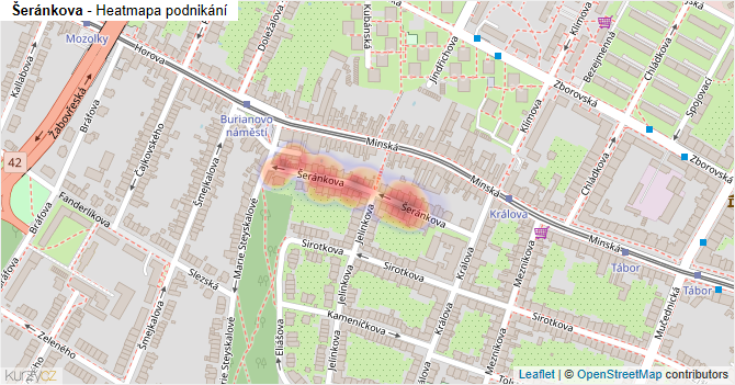 Šeránkova - mapa podnikání