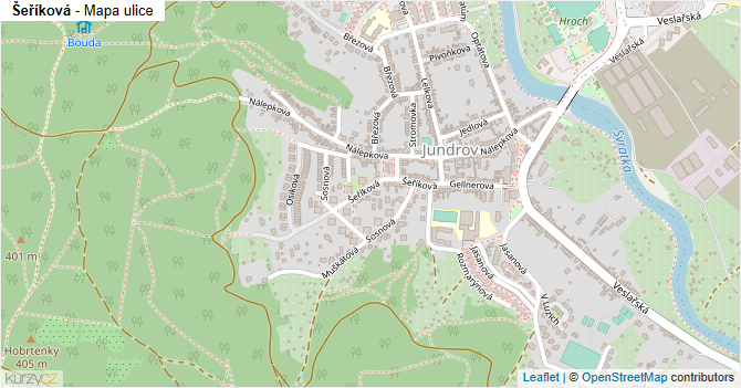 Šeříková - mapa ulice