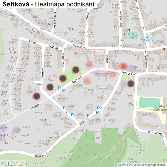 Mapa Šeříková - Firmy v ulici.