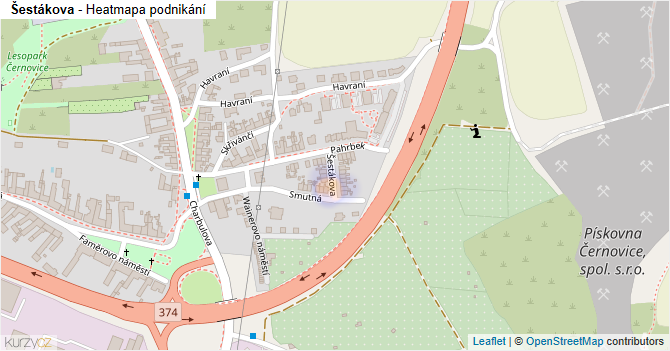 Šestákova - mapa podnikání