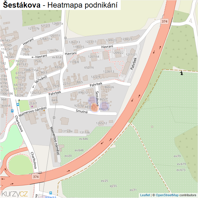 Mapa Šestákova - Firmy v ulici.