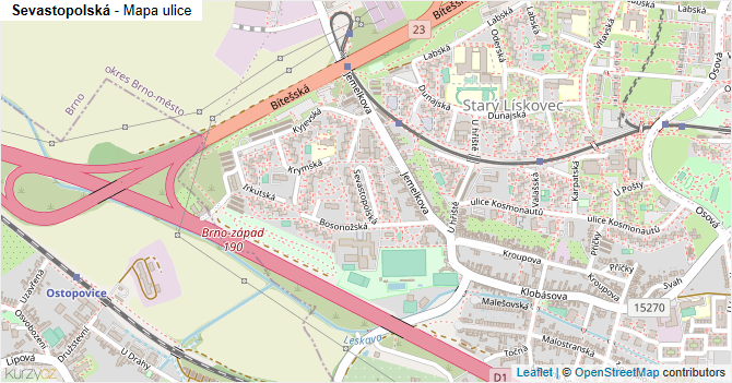 Sevastopolská - mapa ulice