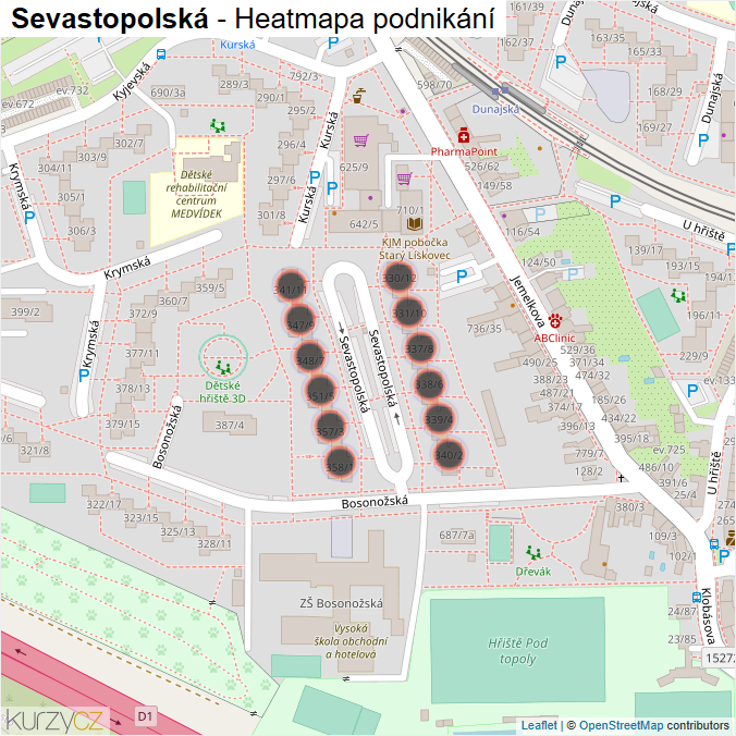 Mapa Sevastopolská - Firmy v ulici.