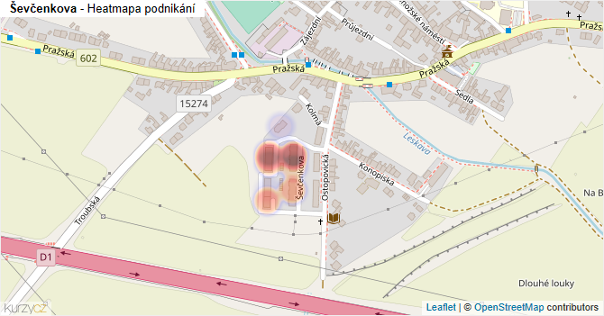 Ševčenkova - mapa podnikání