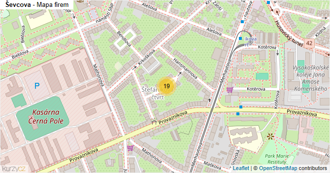 Ševcova - mapa firem