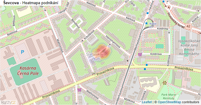 Ševcova - mapa podnikání