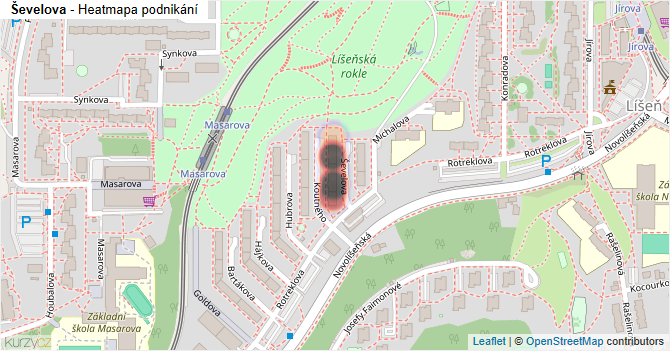 Ševelova - mapa podnikání