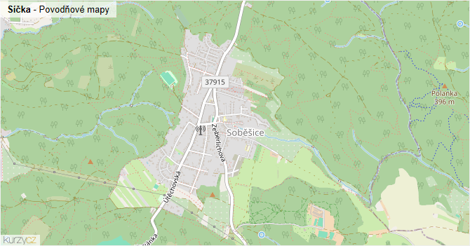 Síčka - záplavové mapy stoleté vody