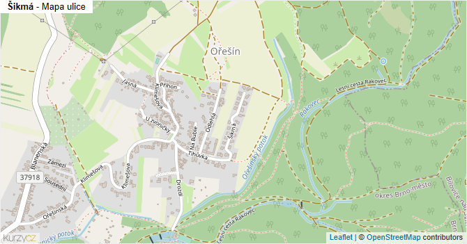 Šikmá - mapa ulice