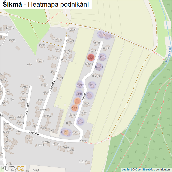 Mapa Šikmá - Firmy v ulici.