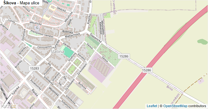 Šikova - mapa ulice