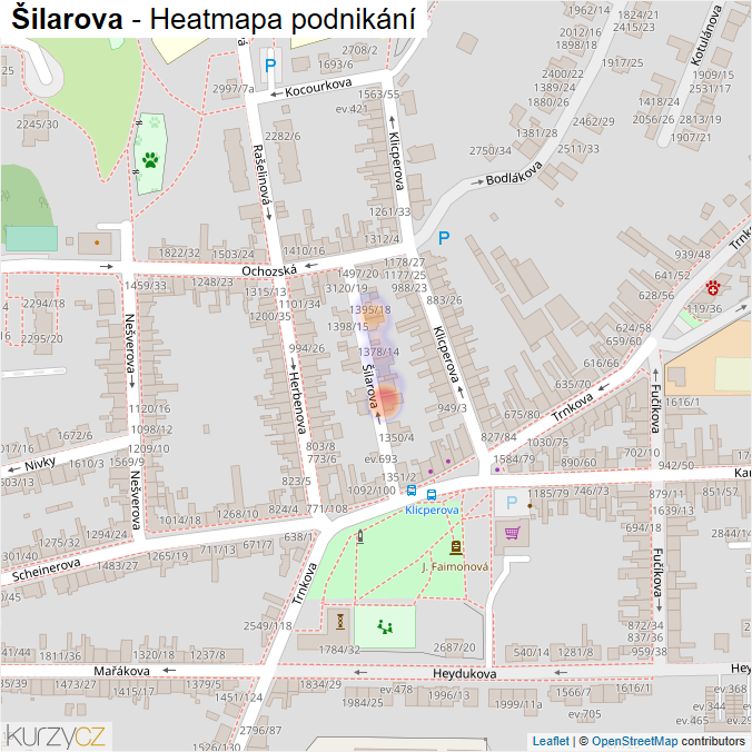 Mapa Šilarova - Firmy v ulici.