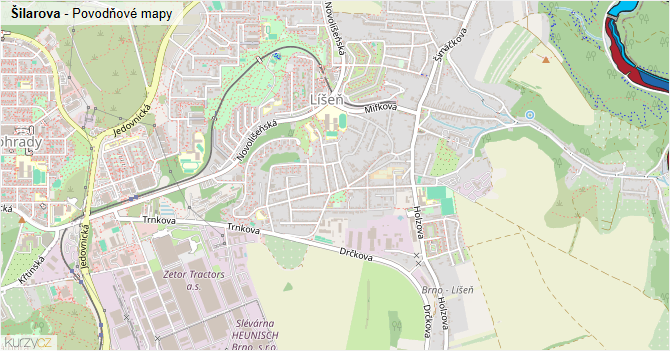 Šilarova - záplavové mapy stoleté vody