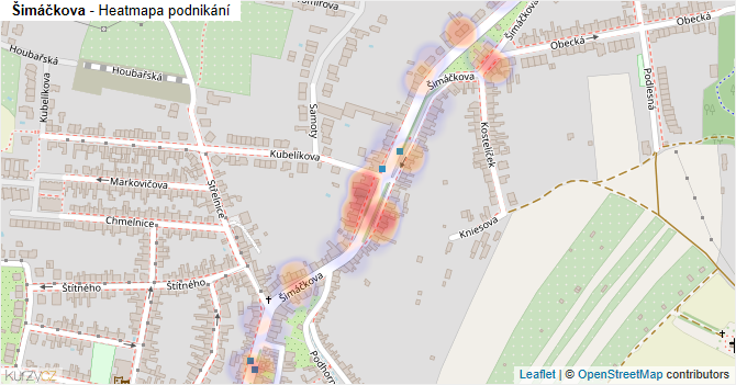 Šimáčkova - mapa podnikání