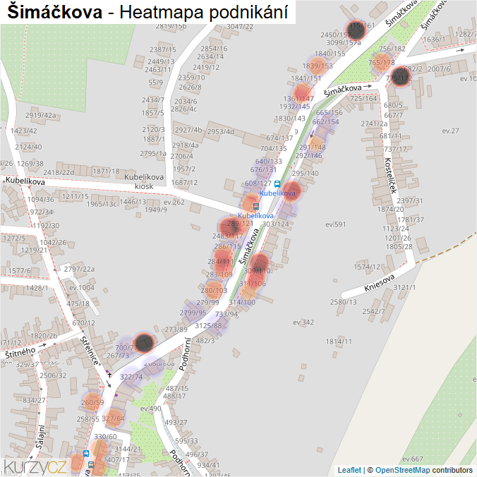 Mapa Šimáčkova - Firmy v ulici.