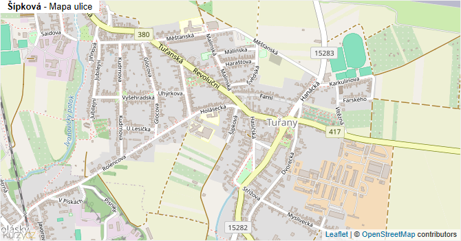 Šípková - mapa ulice