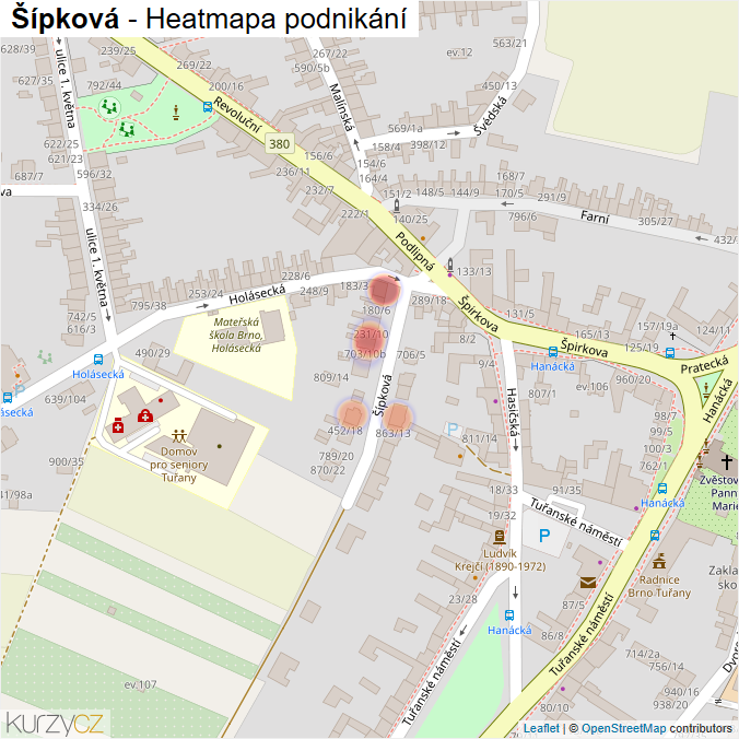 Mapa Šípková - Firmy v ulici.