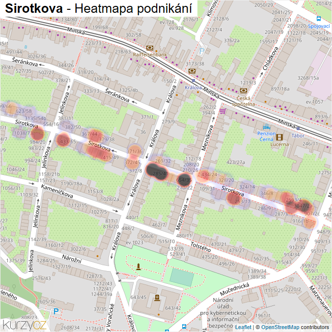 Mapa Sirotkova - Firmy v ulici.