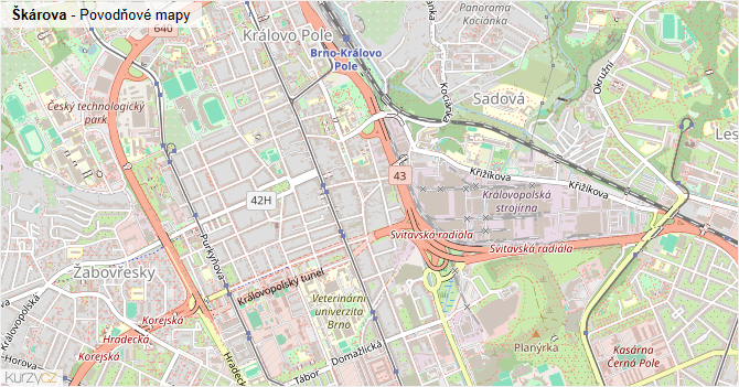Škárova - záplavové mapy stoleté vody