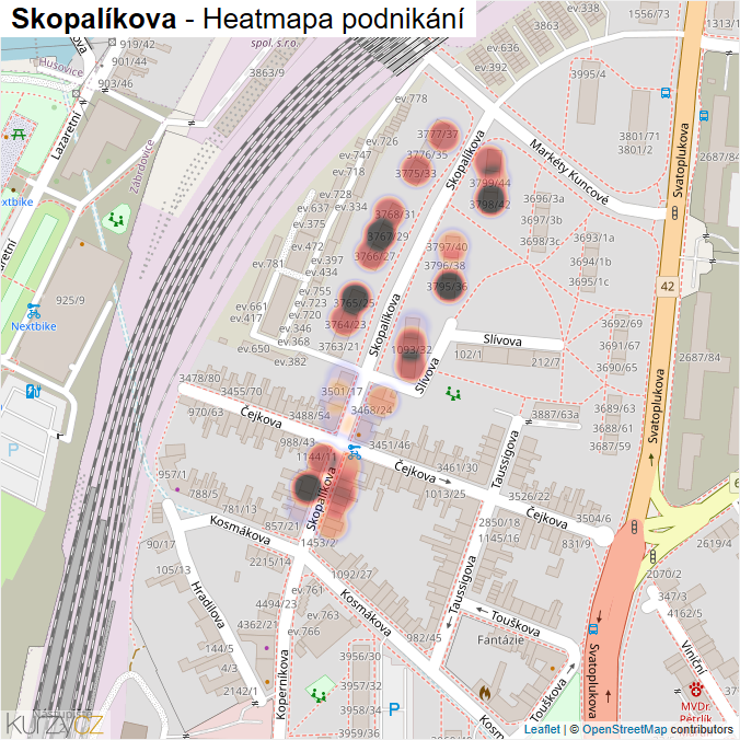 Mapa Skopalíkova - Firmy v ulici.