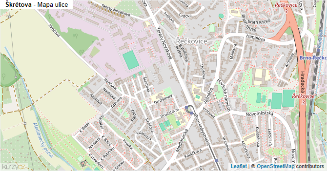Škrétova - mapa ulice