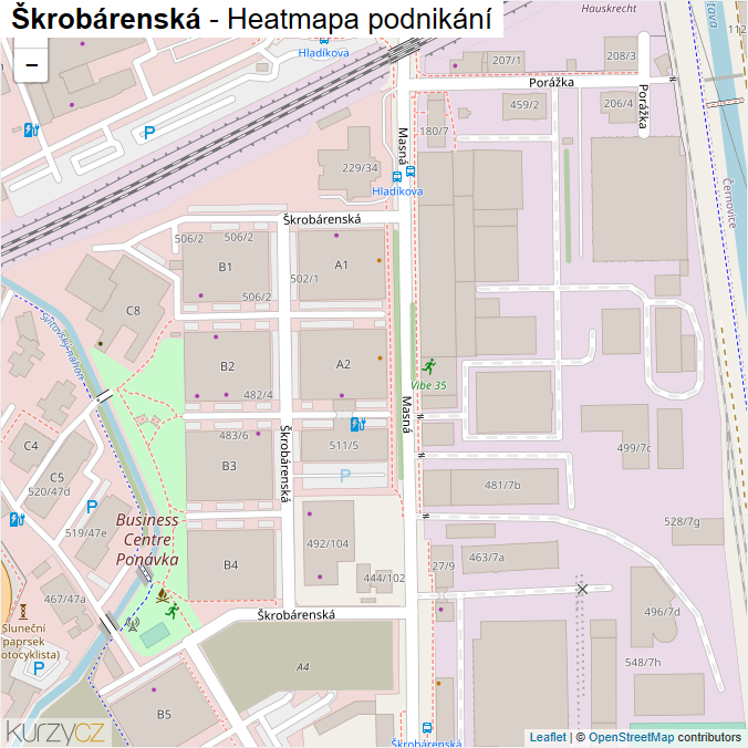 Mapa Škrobárenská - Firmy v ulici.