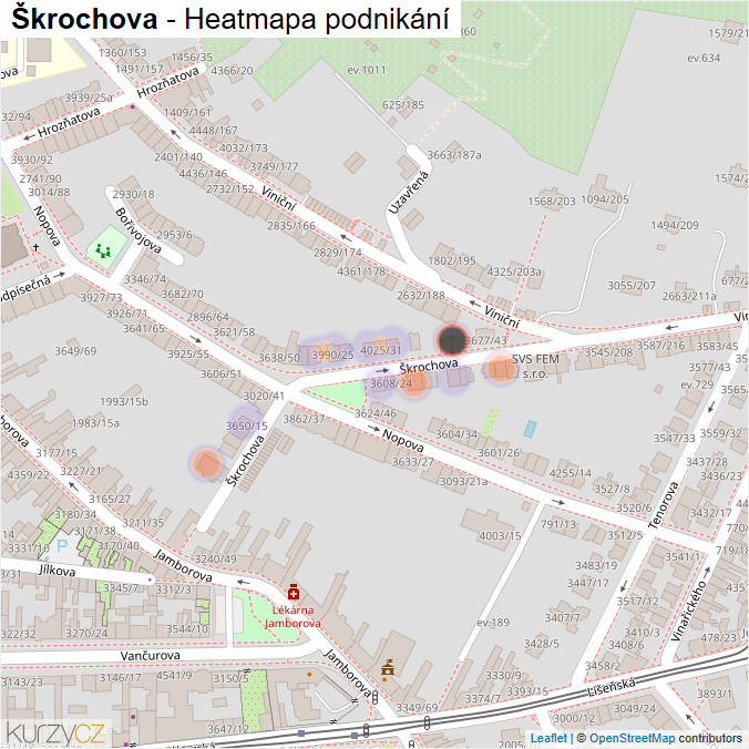 Mapa Škrochova - Firmy v ulici.