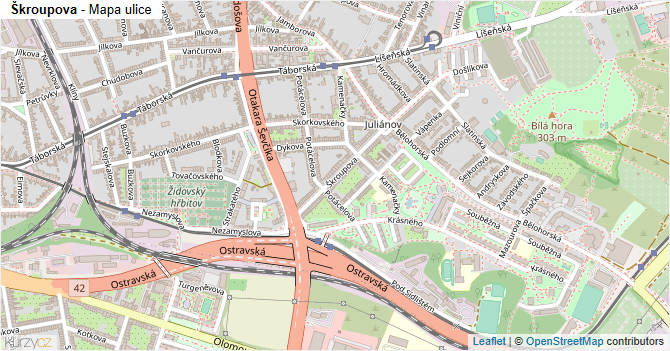 Škroupova - mapa ulice
