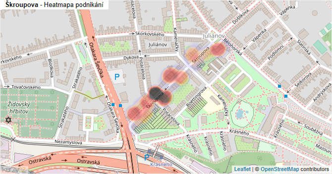 Škroupova - mapa podnikání
