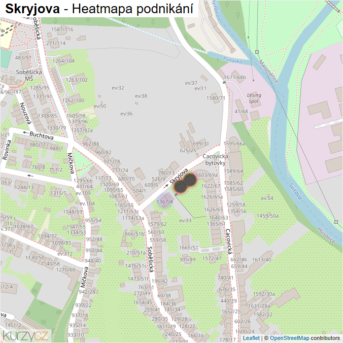 Mapa Skryjova - Firmy v ulici.