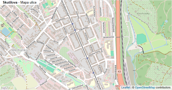 Skutilova - mapa ulice