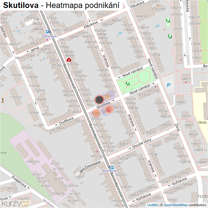 Mapa Skutilova - Firmy v ulici.