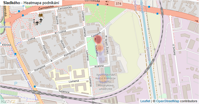 Sladkého - mapa podnikání