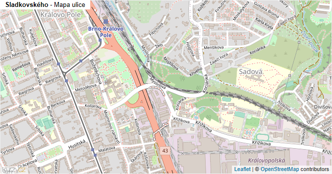Sladkovského - mapa ulice