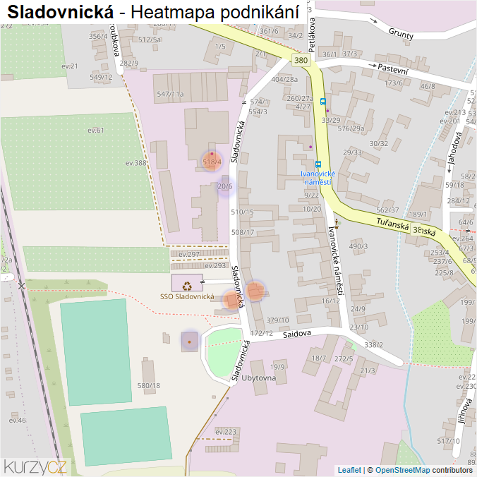 Mapa Sladovnická - Firmy v ulici.