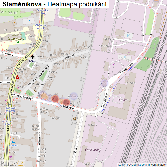 Mapa Slaměníkova - Firmy v ulici.