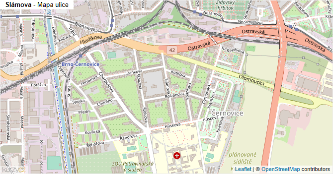 Slámova - mapa ulice