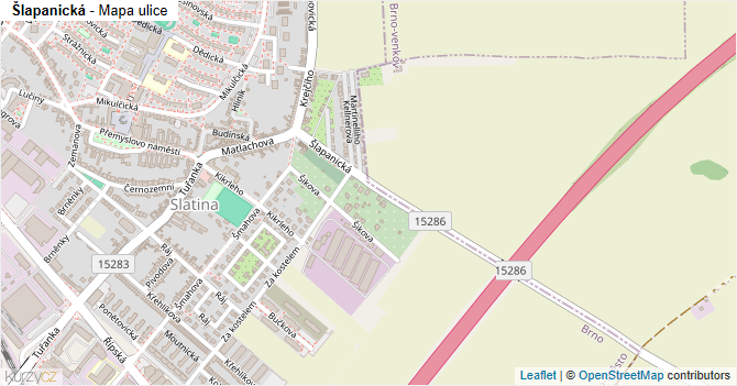 Šlapanická - mapa ulice