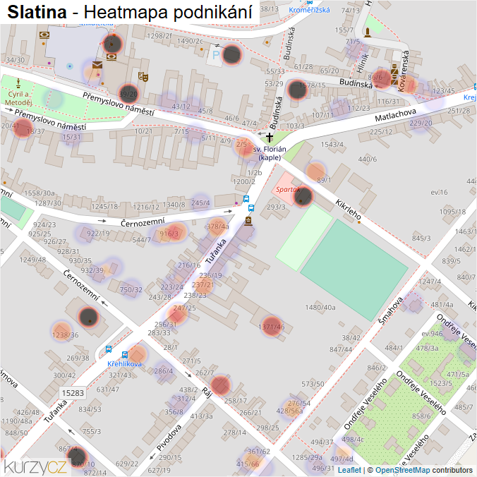 Mapa Slatina - Firmy v části obce.