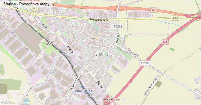 Slatina - záplavové mapy stoleté vody