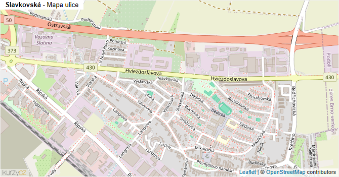 Slavkovská - mapa ulice