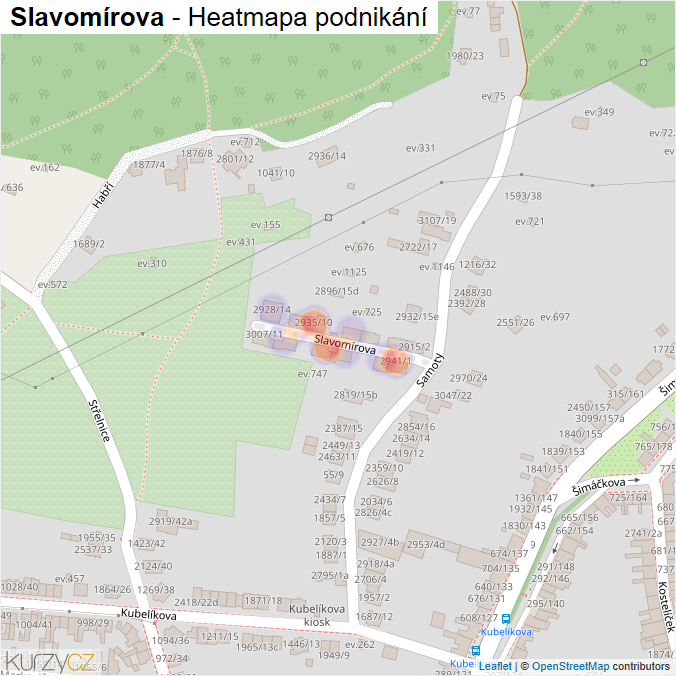 Mapa Slavomírova - Firmy v ulici.