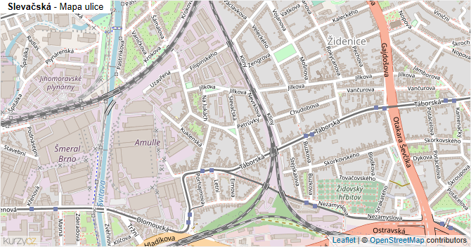 Slevačská - mapa ulice