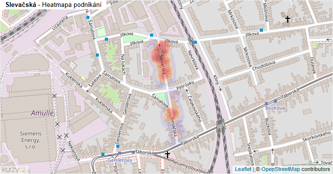 Slevačská - mapa podnikání