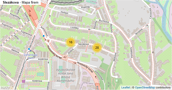 Slezákova - mapa firem