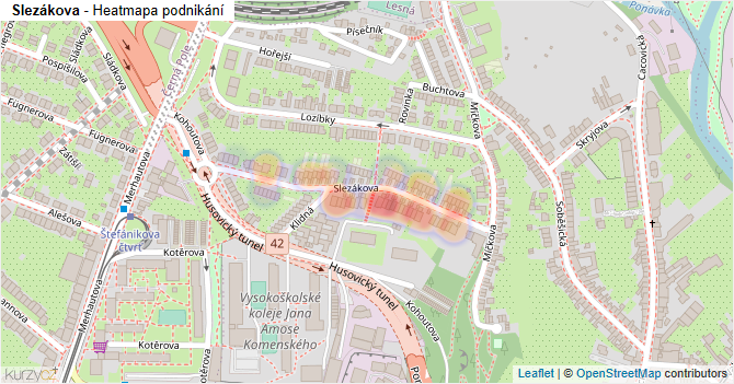 Slezákova - mapa podnikání