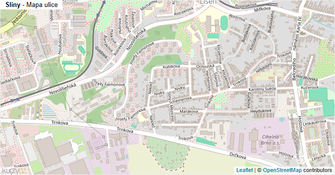 Slíny - mapa ulice