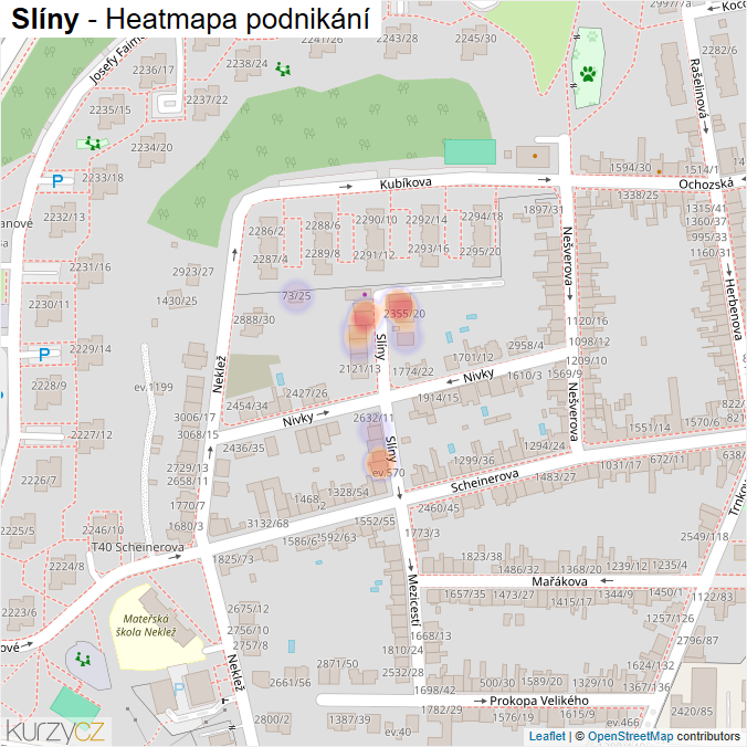 Mapa Slíny - Firmy v ulici.
