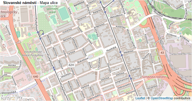 Slovanské náměstí - mapa ulice
