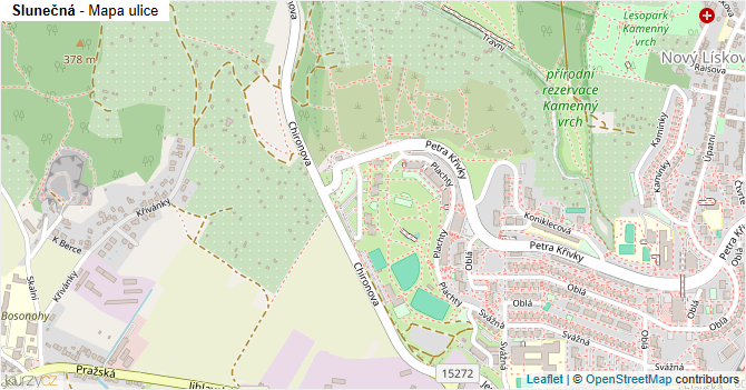 Slunečná - mapa ulice